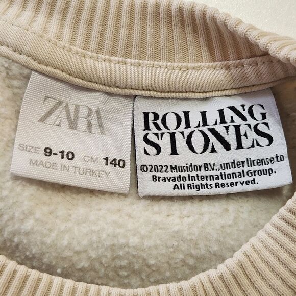 Zara Kids The Rolling Stones Sweatshirt Cream Crewneck Girls Size 9-10 - Picture 4 of 8